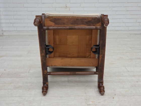 Image 1 of Dänischer Schaukelstuhl mit hoher Rückenlehne aus den 1930er Jahren, original handgewebte Wolle, Eschenholz.