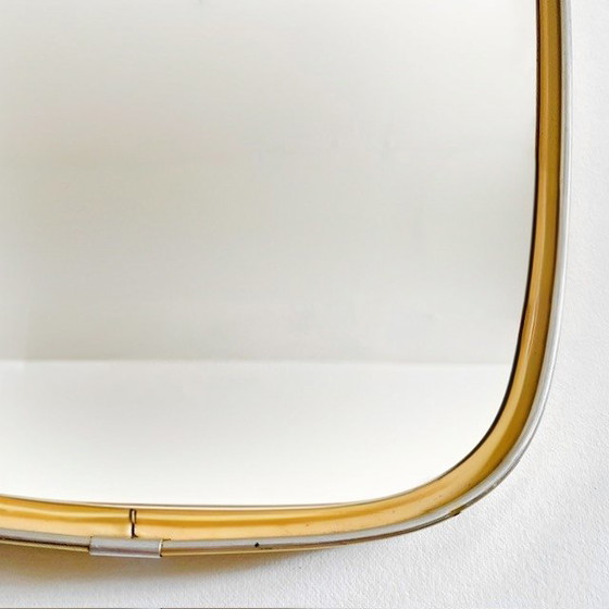Image 1 of Mid - Century asymmetrical mirror brass 1950s