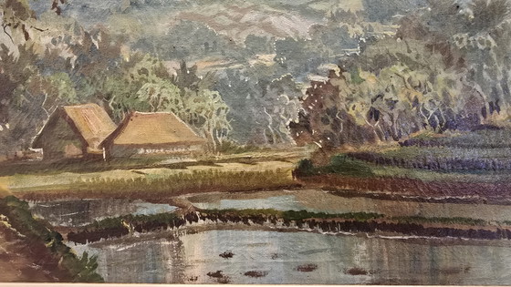Mid-Century Indonesisch Olieverfschilderij 'Tangkuban Prau, Java' - Gesigneerd DIKA (58x42cm) (photo 9 of 15)