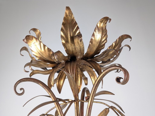 Jardinière en métal doré avec feuilles, Hans Kögl, Allemagne, 1970