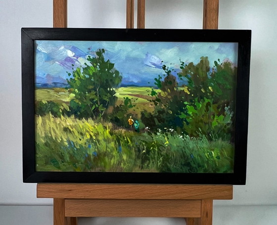 Original Oil Painting Nature Summer Landscape A Walk through Cloudy Nature, Paintings & Drawings, Wood, Other (photo 2 of 10)