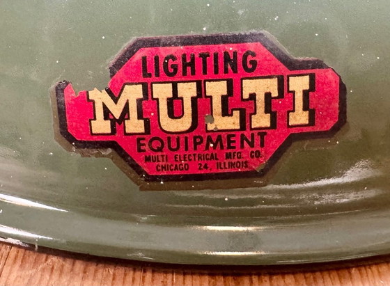 Image 1 of Lampada a sospensione industriale in smalto verde della Multi Electrical Co., anni '60