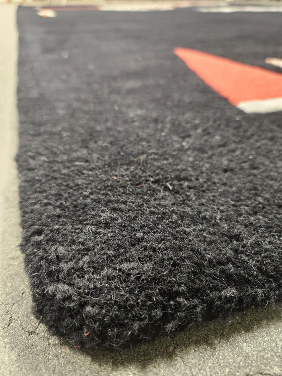 Image 1 of Tapis moderne en laine noire, noué à la main, motif abstrait géométrique, 246 x 340 cm