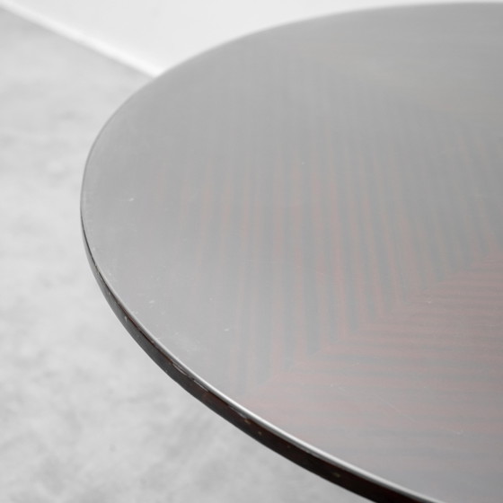 Vintage Round Table in Wood and Glass with Metal Base, 70s Modern Antiques – Conference table (photo 2 of 10)