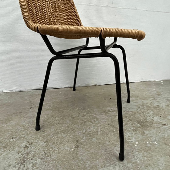 Image 1 of 7 chaises de salle à manger en rotin du milieu du siècle – Dirk van Sliedregt | Rohé