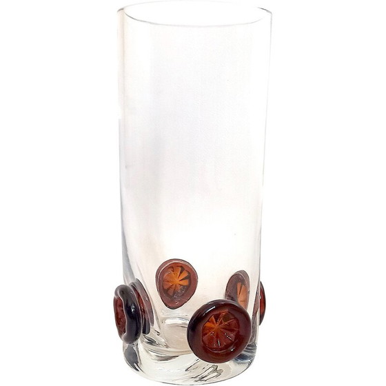 Image 1 of Vintage crystal vase inlaid with buttons, 1970