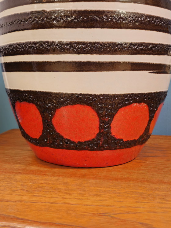 Image 1 of Zeldzame West Germany Scheurich Vloervaas  Rood