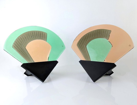 Image 1 of Paire d'appliques murales en verre de Murano Vetri, Italie, années 1980