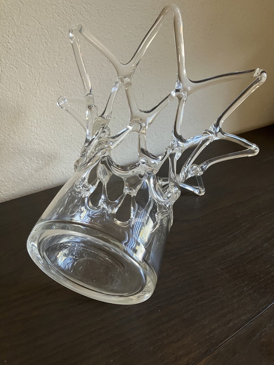 Image 1 of Mouth-blown Crown Vase Art Vase Vintage