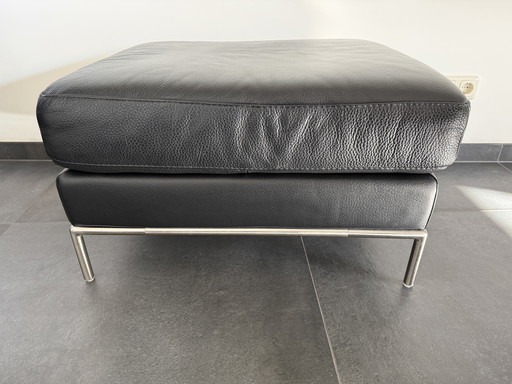 Pouf | poggiapiedi | poggiapiedi in pelle nera