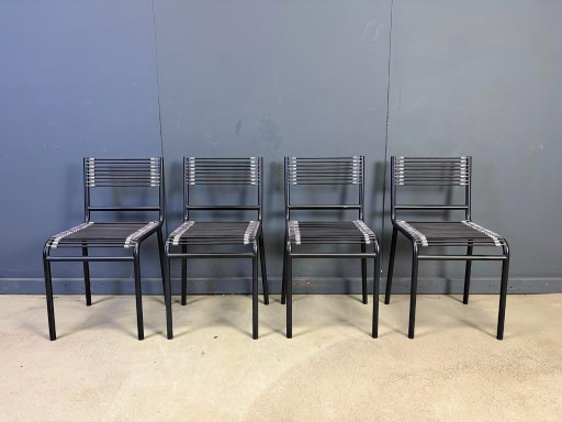 Set Of 4 Sandow Dining Chairs By Rene Herbst, 1980s – eetkamerstoelen, Metal (photo 2 of 9)
