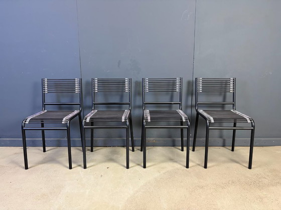 Set Of 4 Sandow Dining Chairs By Rene Herbst, 1980s – Metal (photo 2 of 9)