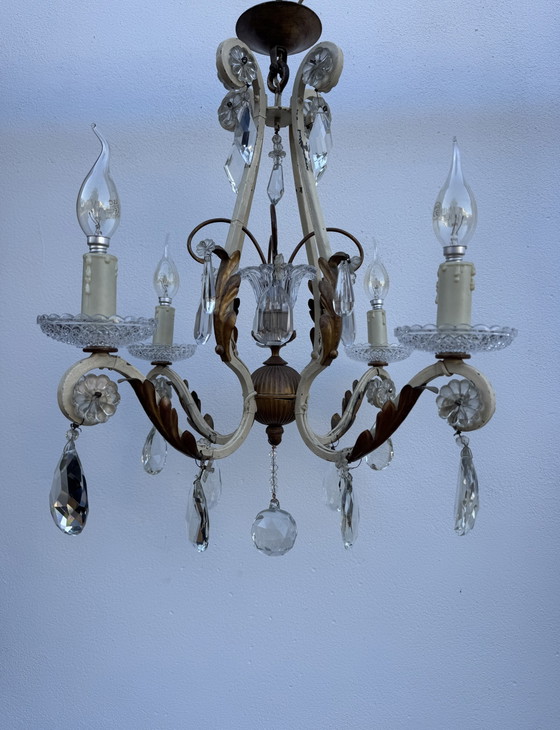 Lampadario in cristallo e ferro battuto con pendenti 1900 – Iron, Crystal (photo 11 of 15)