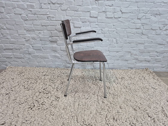 Image 1 of Single Vintage Design Armchair by Brabantia, Rosewood-Effect Formica, Bakelite Armrests, The Netherlands, 1960s