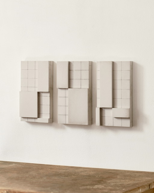 3 brutalist wall objects