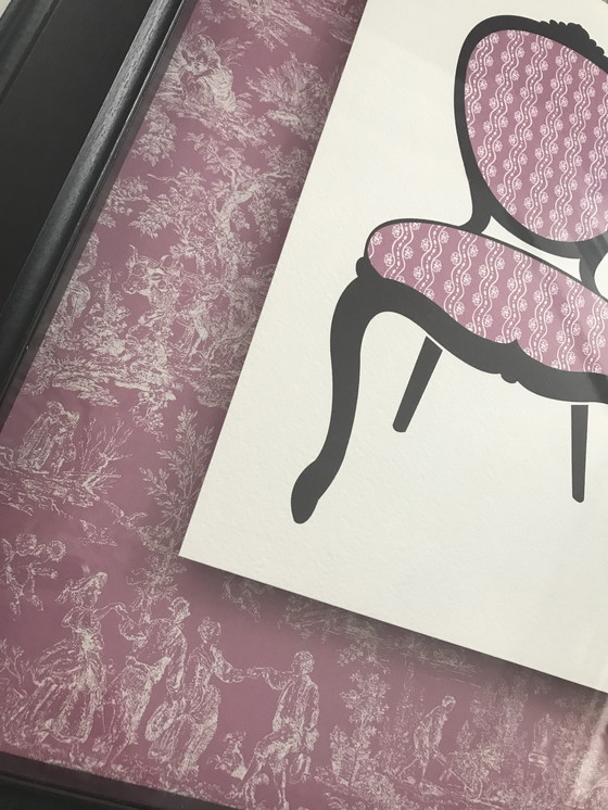 Image 1 of Decorative frame Fauteuil on Toile de Jouy