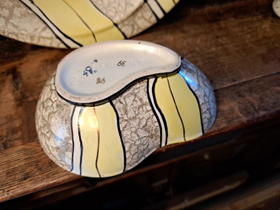 Image 1 of Set di 2 piatti decorativi in ceramica tedesca di metà secolo + ciotole con coperchio