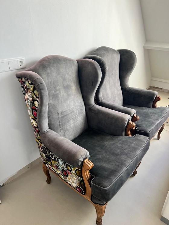 Wingback Chairs (2), Hotel Chique, Backside Fabric Designers Guild – Armchairs, Textile, Velvet (photo 6 of 10)