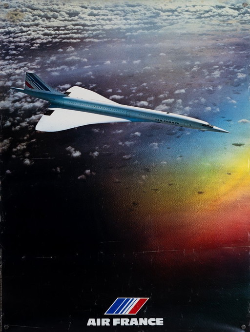 Air France Concorde – 1977 – Original Vintage Travel Poster by J. Bulté – Mid-Century Modern – 80x60 cm