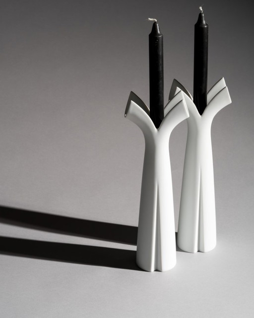 Lino Sabattini Rosenthal Studio Line "Pianta" Portacandele in porcellana Duo Germania