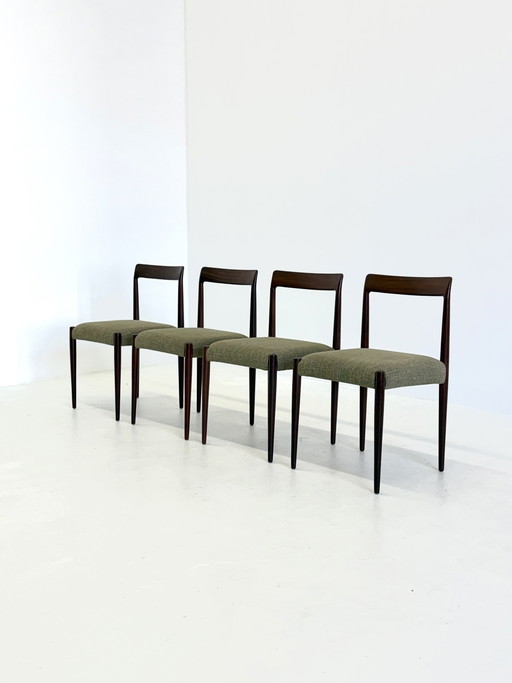 Juego de 4 sillas de comedor Lübke con madera de palisandro.