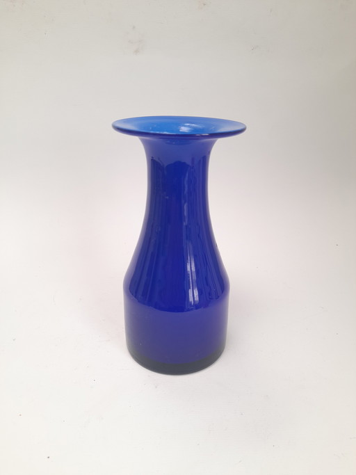 Scandinavian Vase in Cobalt Blue Opaline
