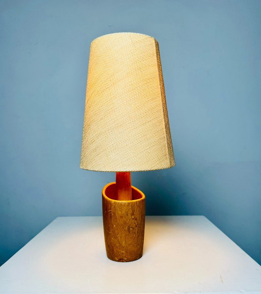 Model 2020 Cylindrical Desk Lamp in Wood by Markslöjd AB, Sweden, 1960s – tafellampen, Textile (photo 2 of 7)