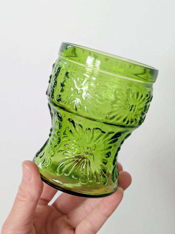 Image 1 of Set di 6 bicchieri vintage verdi italiani |Fidenza Vetraria Bormioli | 1970 Midcentury Barware