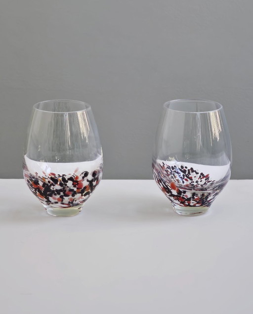 Bicchieri artistici messicani soffiati a mano con coriandoli