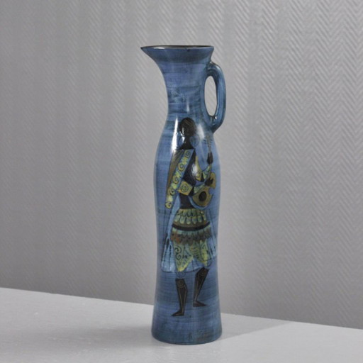 Jean De Lespinasse en Niza - Gran jarra decorada con un músico de mandolina, años 50