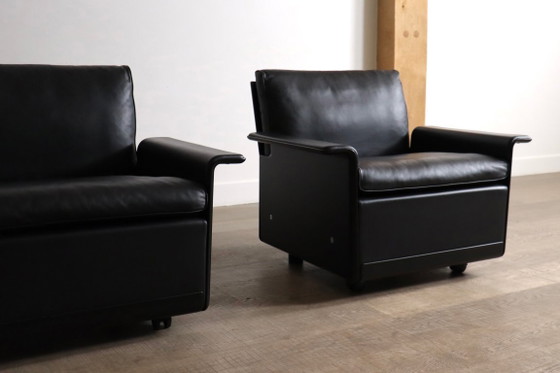 Image 1 of Paar Dieter Rams Modell 620 Lounge-Sessel, schwarzes Leder, für Vitsoe, 1980er Jahre