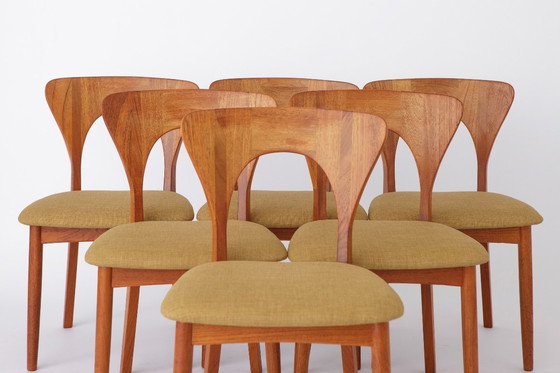Image 1 of Set of 6 Niels Koefoed “Peter” Teak Dining Chairs, Denmark 1960s–1970s | Danish Mid-Century Modern Vintage Chairs
