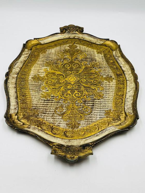Image 1 of Vassoio decorativo vintage barocco dorato