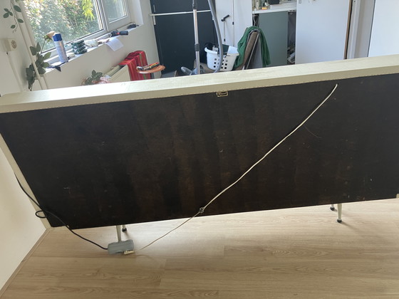 Image 1 of Rawi, jaren 50 bed achterwand met lades lampje en schapjes