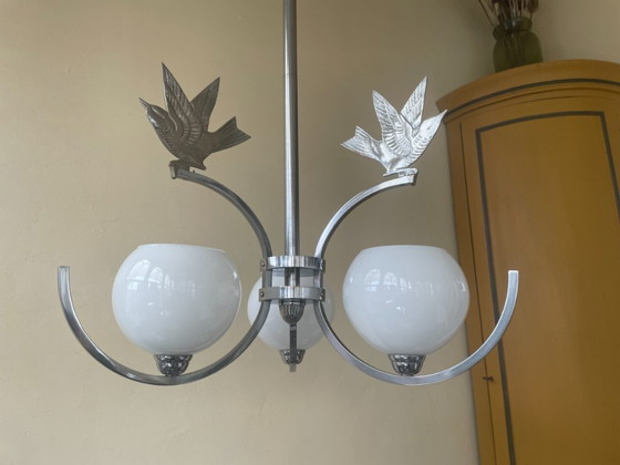 Image 1 of Lámpara colgante Lámpara de techo Art Déco 1930 Gorriones Francés