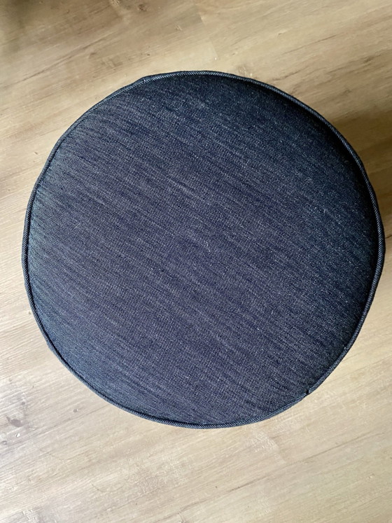 Unique Round Denim Footstool / Pouf, Solid Base, merkloos, Footstools & poufs, Cotton, Blue (photo 3 of 5)