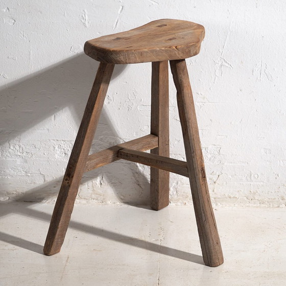 Antique oriental primitive style stool (c.1920) #2 (photo 4 of 40)