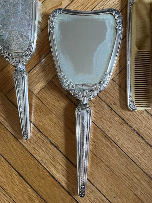 Vintage Silver Vanity Set – decoratieve objecten, Glass, Plastic (photo 2 of 5)
