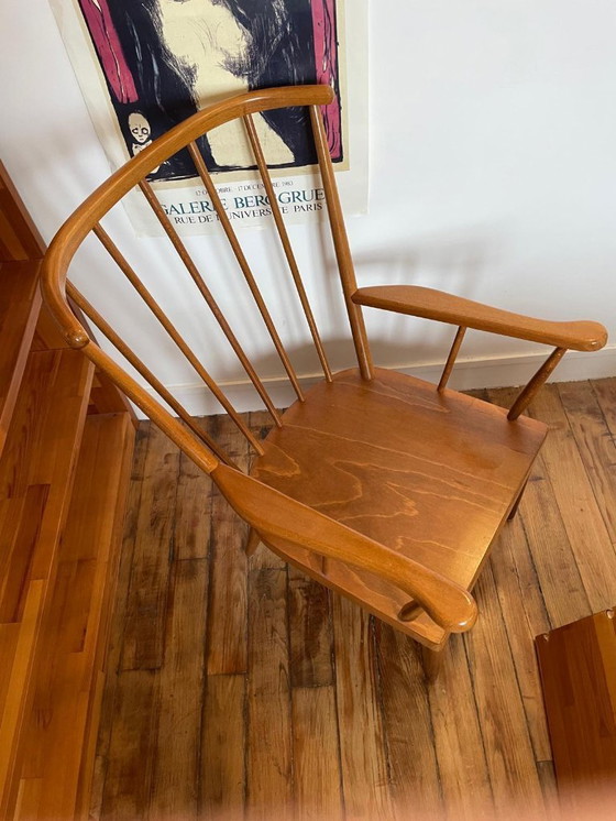 Image 1 of Poltrona in legno a forma di ventaglio Baumann, anni '60