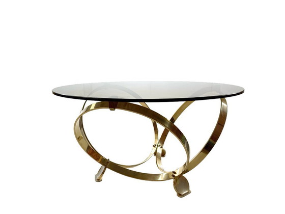 Image 1 of Knut Hesterberg Round Coffee Table in Brass with Smoked Glass