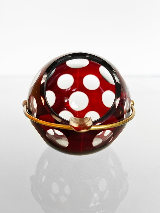 Image 1 of Cendrier vintage de la RDA en cristal rouge, Marita Voigt