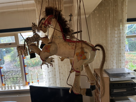 Image 1 of Collection of wooden animal marionettes