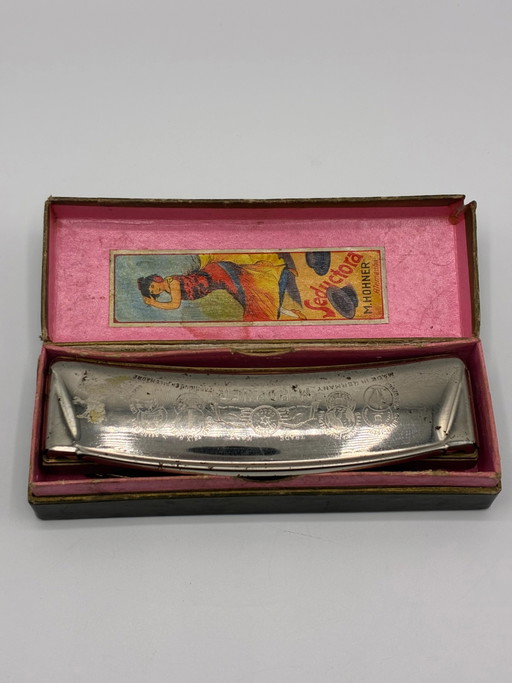Vintage M. Hohner mondharmonica – Seductora model – met originele doos – jaren 1920-1930 – decoratieve objecten