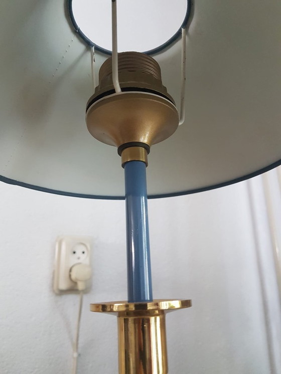 Image 1 of Lampe à poser en laiton Mid Century, laiton - Bleu