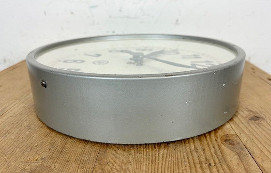 Image 1 of Grey Industrial Factory Wall Clock From Chronotechna, 1950s