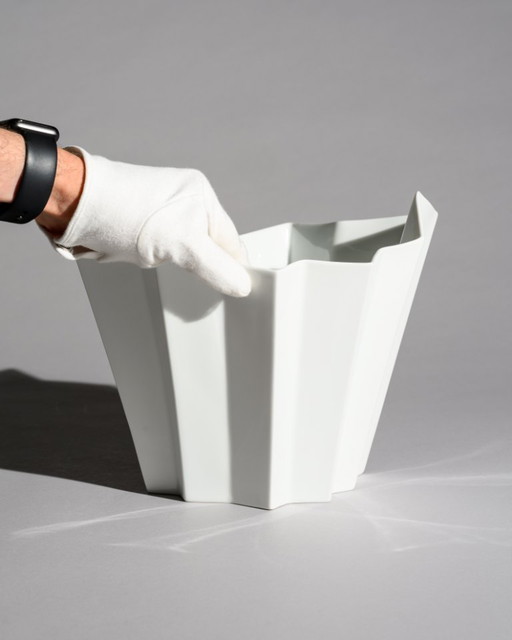 XL Hutschenreuther “Archais” Sculptural Glossy Porcelain Vase Heinrich Fuchs