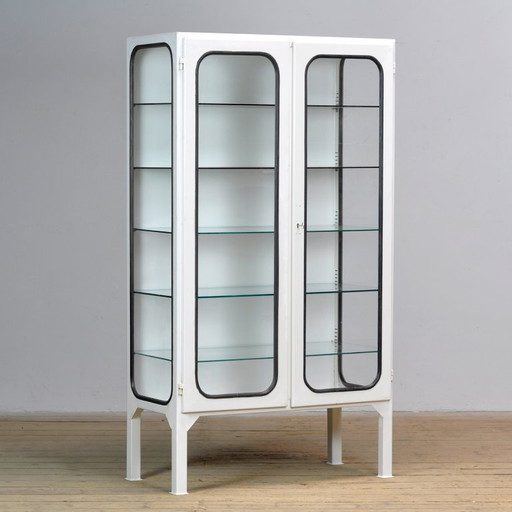 Vintage Iron And Glass Medical Cabinet, 1970s