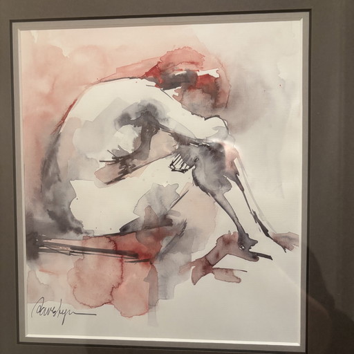 Acuarela “Desnudo en naranja”