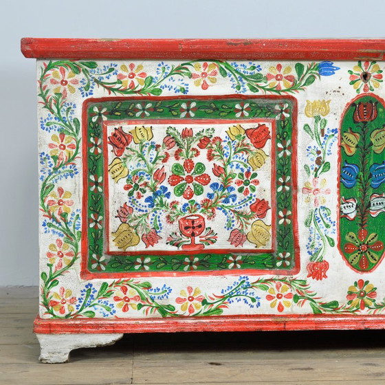Cassapanca nuziale d'arte popolare, datata 1948 – Mobili contenitori, Iron, Wood, Vintage (photo 6 of 13)