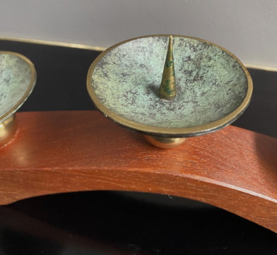 Image 1 of portacandele in teak e ottone